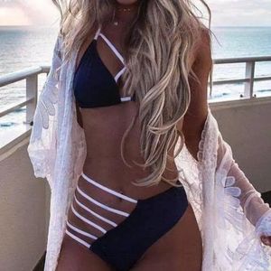 Sexy Halter Ladder Cut Out Bikini Set